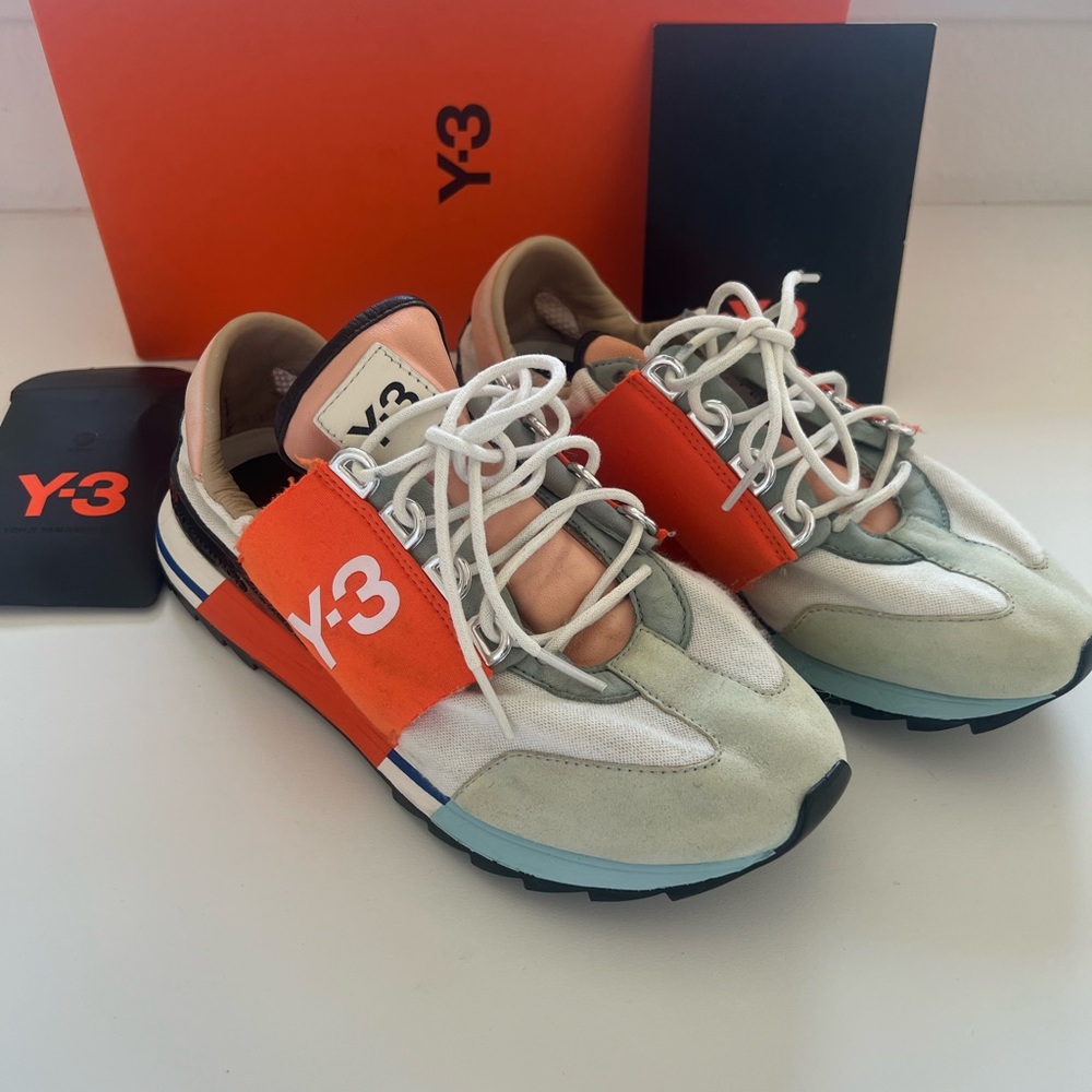 Y-3 Orange and White Sneakers